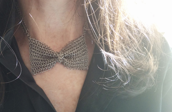 Cecilia's Steel Butterfly Bow Tie Necklace