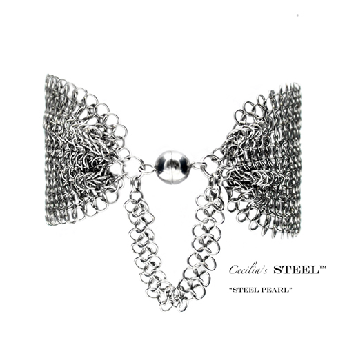 Cecilia's Steel Steel Pearl Bracelet