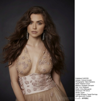 Victoria Konefal for OnRCRD photographed by Mario Barberio, styleld by Madison Dixon wearing Cecilia's Steel earrings