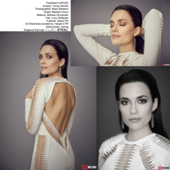 Torrey DeVitto OnRCRD Photographed by Mario Barberio, styled by Madison Dixon wearing Cecilia's Steel Earrings